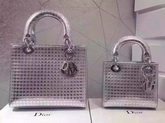 Lady Dior Bag Silver Tone Metallic Calfskin With Micro Cannage Motif for Sale