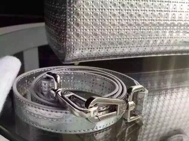 Lady Dior Bag Silver Tone Metallic Calfskin With Micro Cannage Motif for Sale