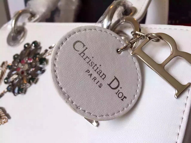 Lady Dior Bag White Paradise Calfskin Beading Flower for Sale