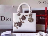 Lady Dior Bag White Paradise Calfskin Beading Flower for Sale