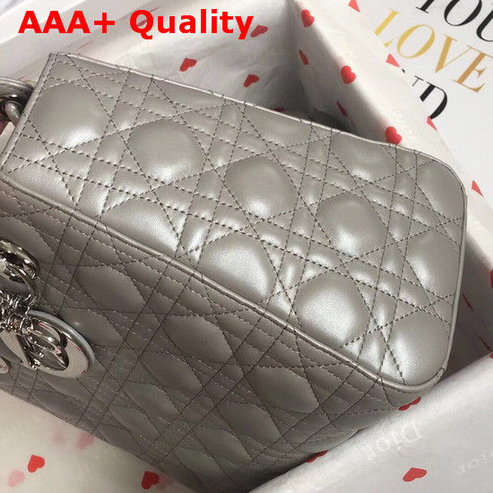 Lady Dior Bag in Light Grey Cannage Lambskin with Silver Tone Jewellery Replica
