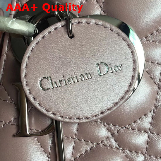 Lady Dior Bag in Pearl Pink Cannage Lambskin with Silver Tone Jewellery Replica