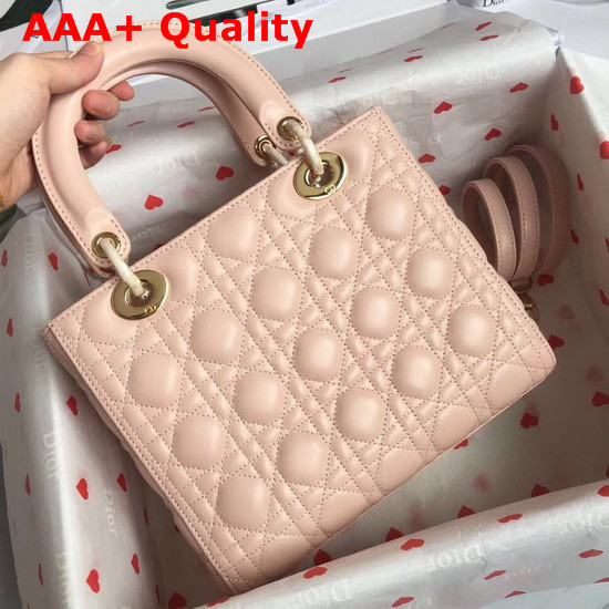 Lady Dior Bag in Pink Cannage Lambskin with Gold Tone Jewellery Replica