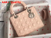 Lady Dior Bag in Pink Cannage Lambskin with Silver Tone Jewellery Replica