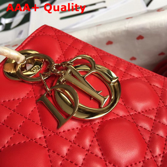 Lady Dior Bag in Red Cannage Lambskin with Gold Tone Jewellery Replica