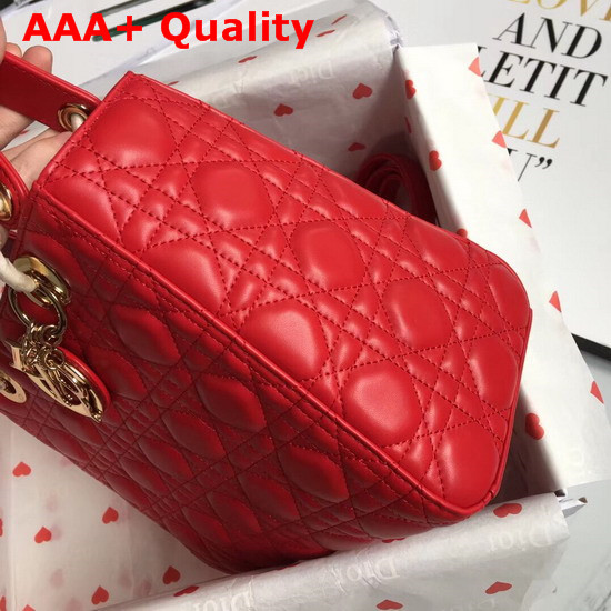Lady Dior Bag in Red Cannage Lambskin with Gold Tone Jewellery Replica