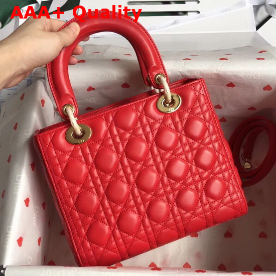 Lady Dior Bag in Red Cannage Lambskin with Gold Tone Jewellery Replica