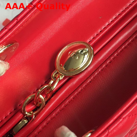 Lady Dior Bag in Red Cannage Lambskin with Gold Tone Jewellery Replica