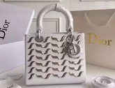 Lady Dior Bag with Metallic Studs White Calfskin for Sale