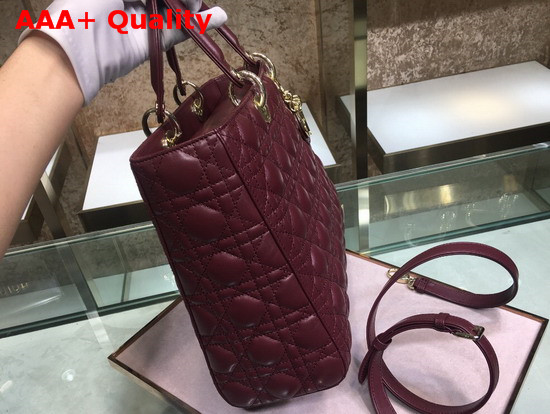 Lady Dior Lambskin Tote Bag in Amaranth Cannage Lambskin Replica