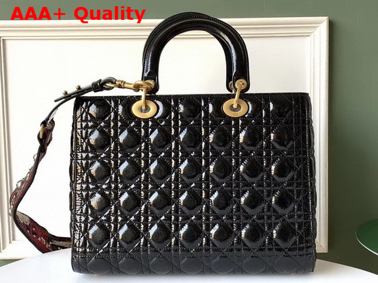 Lady Dior Tote Bag in Black Crinkled Cannage Calfskin Replica