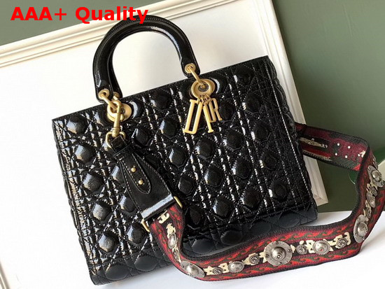 Lady Dior Tote Bag in Black Crinkled Cannage Calfskin Replica