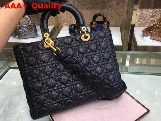 Lady Dior Tote Bag in Black Grained Calfskin Replica
