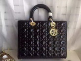 Large Lady Dior Bag Black Patent Leather Gold Hardwares for Sale