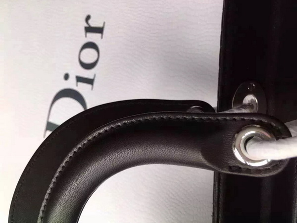 Large Lady Dior Bag In Black Lambskin With Silver Hardware for Sale