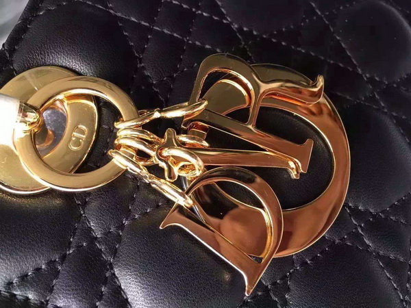 Large Lady Dior Bag In Black Lambskin for Sale