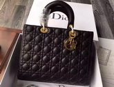 Large Lady Dior Bag In Black Lambskin for Sale