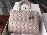 Large Lady Dior Bag In Light Grey Lambskin With Silver Hardware for Sale