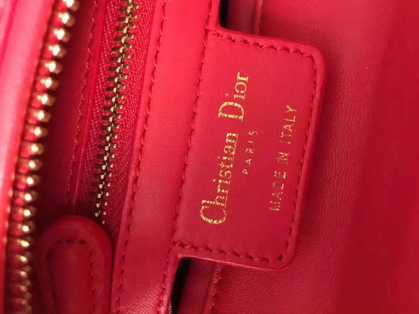 Large Lady Dior Bag In Red Lambskin With Gold Hardware for Sale