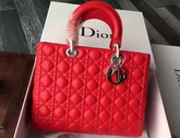 Large Lady Dior Bag In Red Lambskin With Silver Hardware for Sale