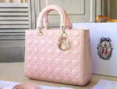 Large Lady Dior Bag Pink Patent Lambskin Gold Hardware for Sale