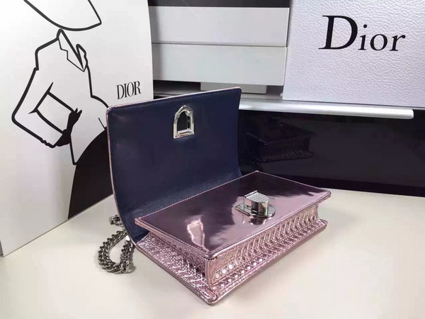 Mini Diorama Bag Light Pink Metallic Calfskin for Sale