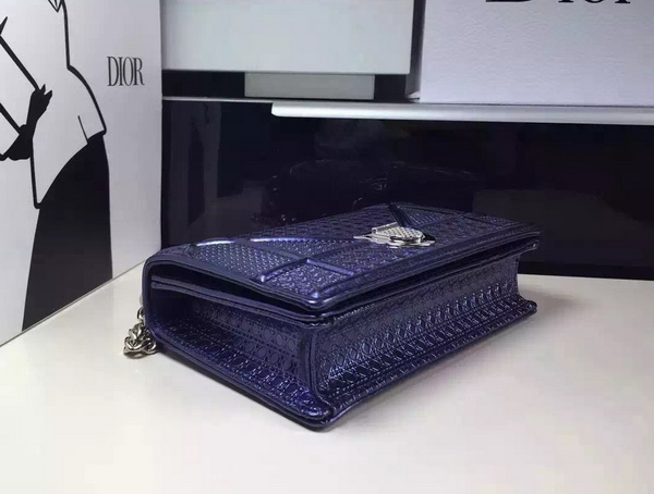 Mini Diorama Bag Metallic Blue Calfskin for Sale