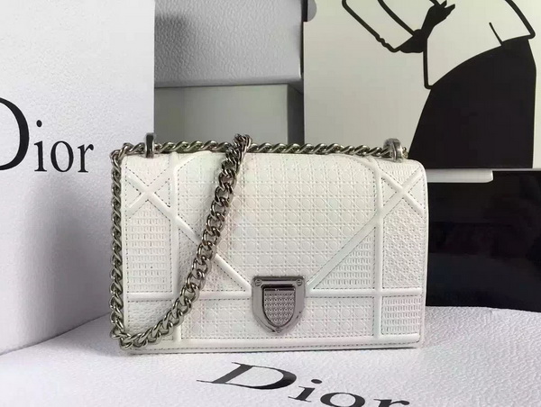 Mini Diorama Bag White Patent Leather for Sale