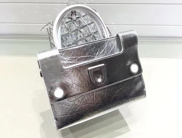 Mini Diorever Bag in Silver Calf Leather for Sale
