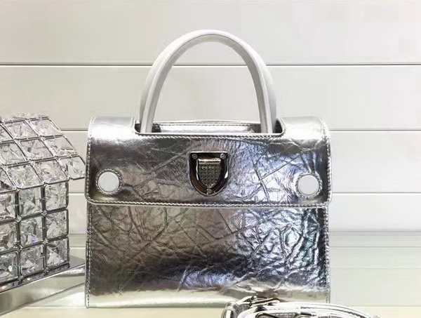 Mini Diorever Bag in Silver Calf Leather for Sale