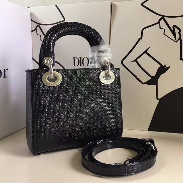 Mini Lady Dior Bag Black Calfskin with Micro Cannage Motif for Sale