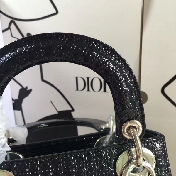 Mini Lady Dior Bag Black Calfskin with Micro Cannage Motif for Sale
