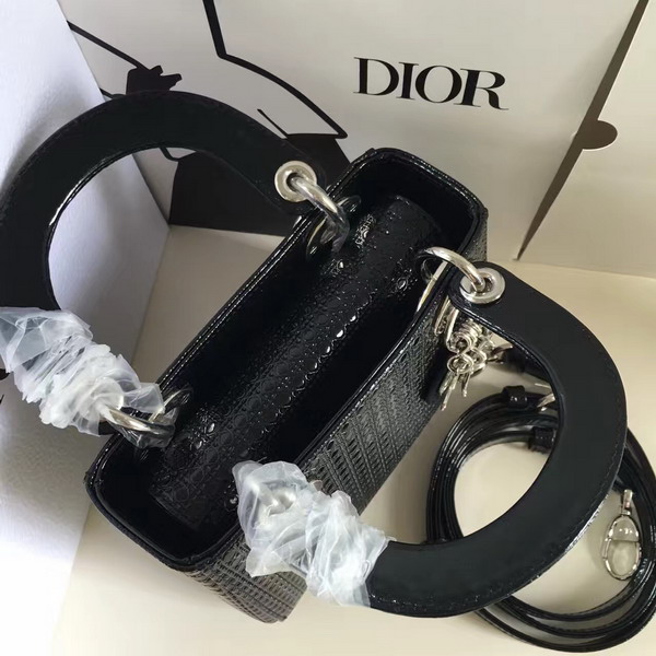 Mini Lady Dior Bag Black Calfskin with Micro Cannage Motif for Sale