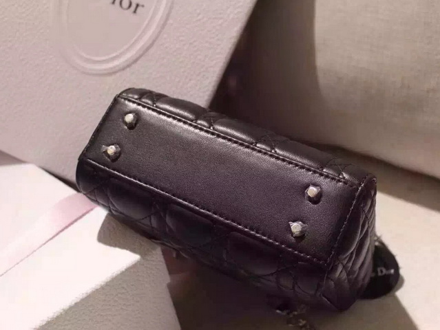 Mini Lady Dior Bag Black Lambskin Silver Hardwares for Sale