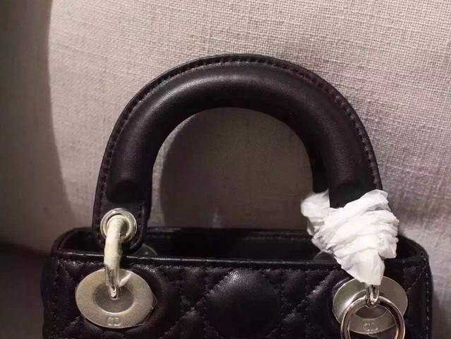 Mini Lady Dior Bag Black Lambskin Silver Hardwares for Sale