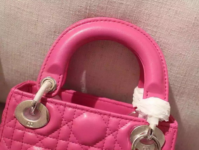 Mini Lady Dior Bag Fuchsia Lambskin for Sale