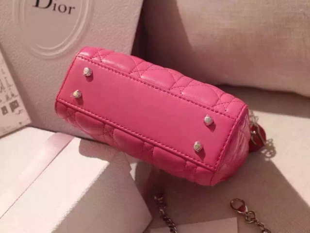 Mini Lady Dior Bag Fuchsia Lambskin for Sale