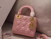 Mini Lady Dior Bag Pink Lambskin Gold Hardwares for Sale