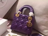 Mini Lady Dior Bag Purple Lambskin Gold Hardwares for Sale