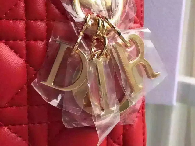 Mini Lady Dior Bag Red Lambskin Gold Hardwares for Sale