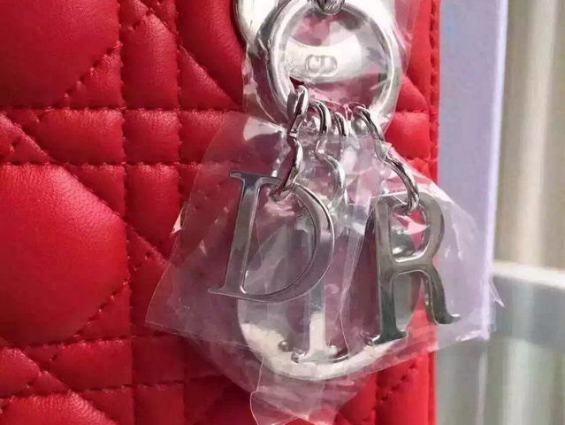 Mini Lady Dior Bag Red Lambskin Silver Hardware for Sale