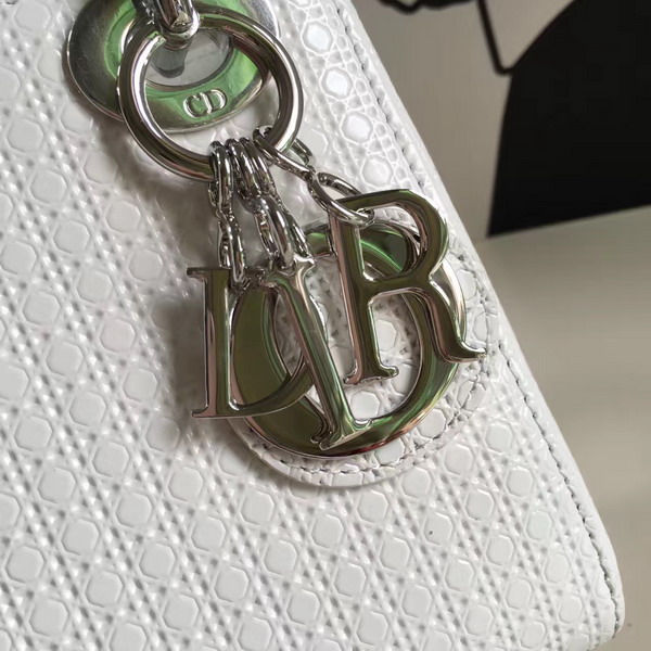 Mini Lady Dior Bag White Calfskin with Micro Cannage Motif for Sale