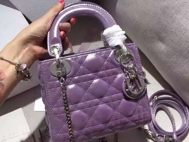 Mini Lady Dior Bag in Purple for Sale