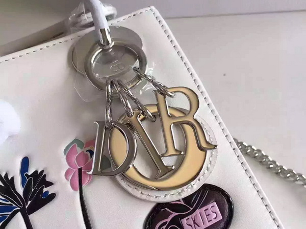 Mini Lady Dior Bag in White Calfskin for Sale