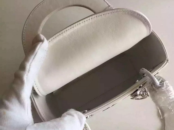 Mini Lady Dior Bag in White Calfskin for Sale