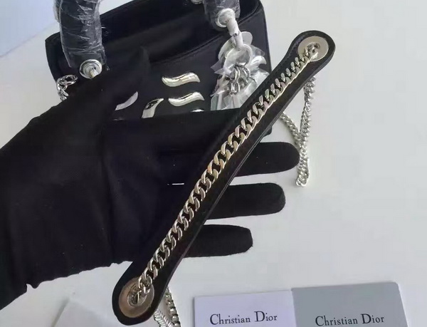 Mini Lady Dior Bag with Metallic Studs Black Calfskin for Sale