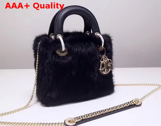 Mini Lady Dior Mink Fur Bag in Black Replica