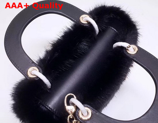 Mini Lady Dior Mink Fur Bag in Black Replica