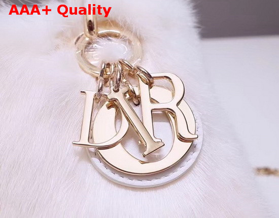 Mini Lady Dior Mink Fur Bag in White Replica