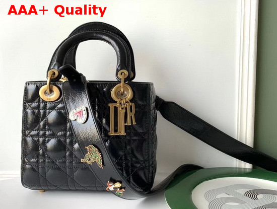 My Lady Dior Bag in Black Crinkled Cannage Calfskin Replica